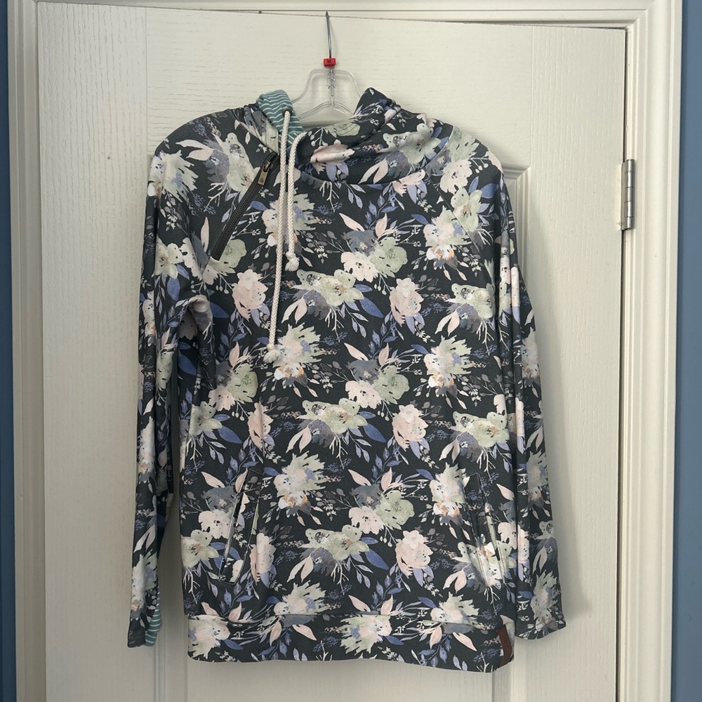 Ampersand Ave double hooded floral sweatshirt, M